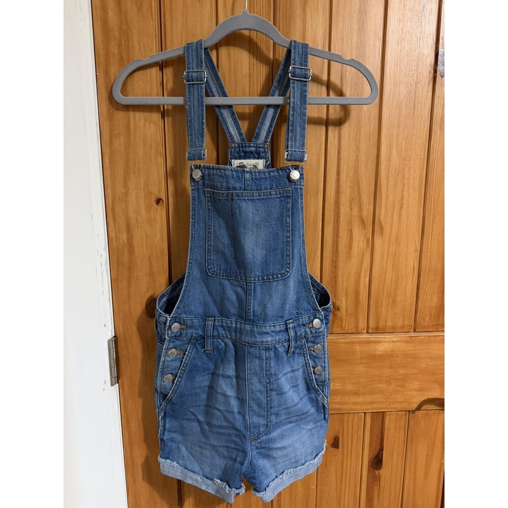 MADEWELL Adirondack Short Overalls Sz XS Blue Cotton Denim